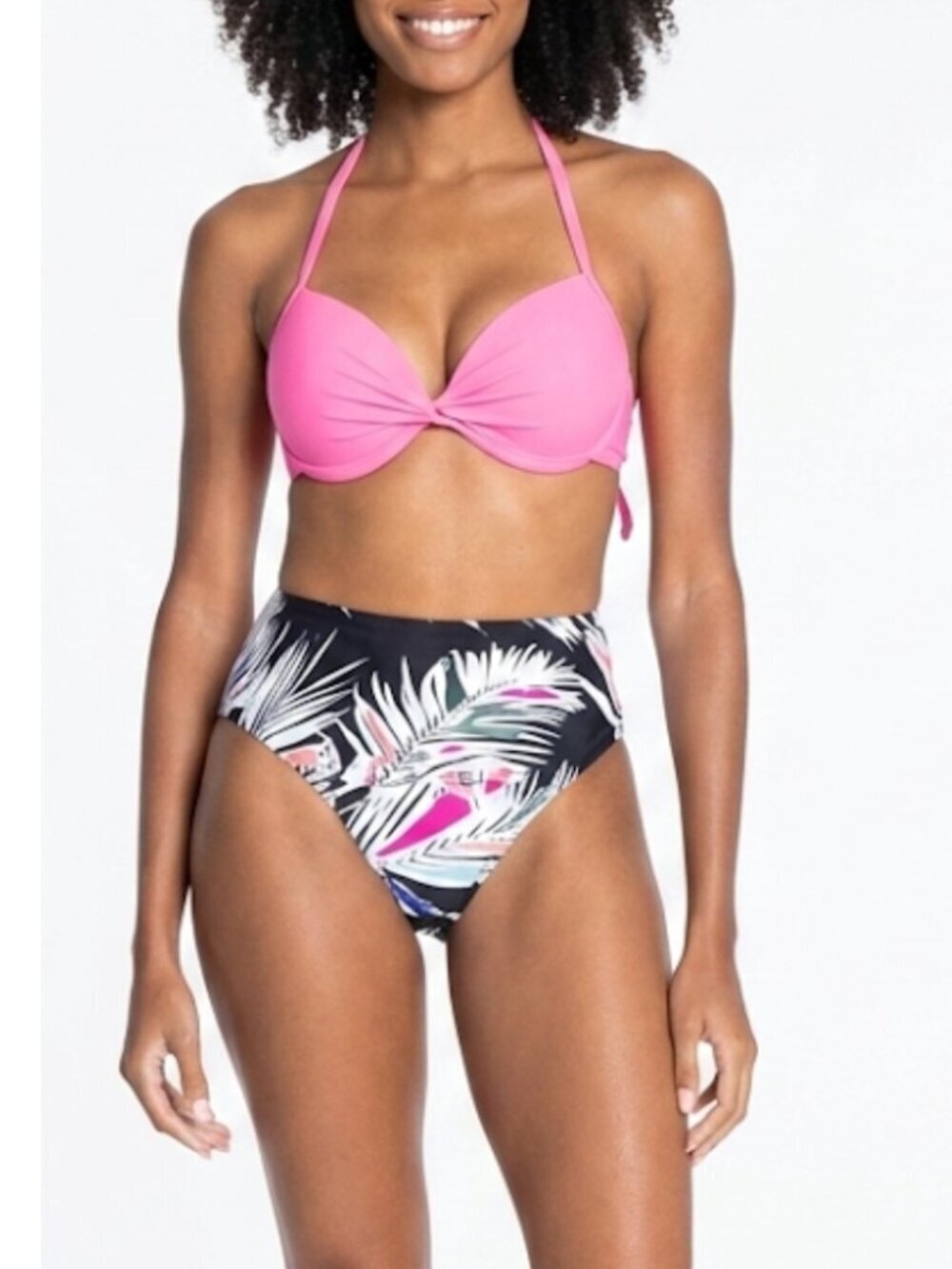California Waves 2 PC Push-Up Top & Rachel Roy High-Waist Bottoms SET M NWT
